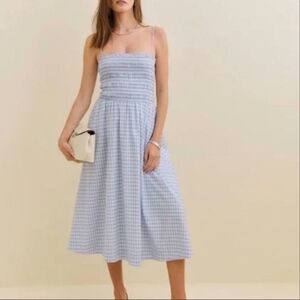 Reformation NWT Kerrie Smocked Midi Dress In Chrystal Check Size 10